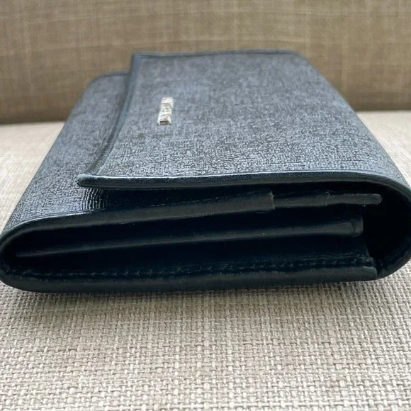 BVLGARI Clutch Bag Black Canvas Leather Long Bifold Wallet Authentic BVLGARI - Picture 5 of 12